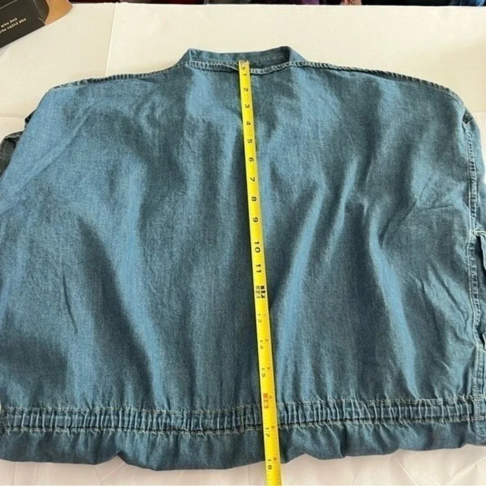 PAIGE Flyer Denim Short Sleeve Drawstring Waist Mini Shirtdress Size M - Picture 9 of 15